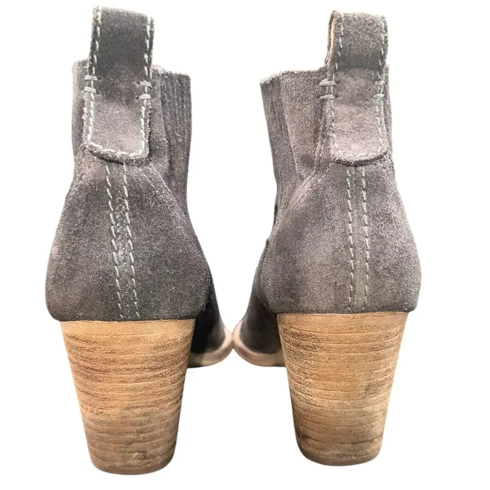 Dolce Vita Gray Suede Western Ankle Boots Women’s 7.5 Stacked Heel Booties